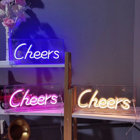 LED Cheers Neon Sign Acrylic Letter Light USB Battery Powered Desktop Wall Decor Atmosphere Lamp For Party Bar Home