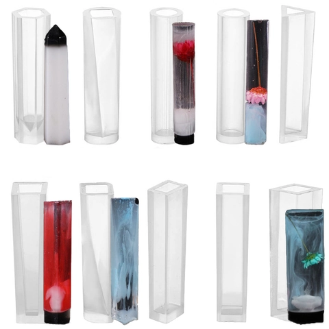Silicone Mold For Resin Jewelry Making Pendant Geometric Cylinder Hexagon DIY Crafting Tool Transparent Soft Flexible