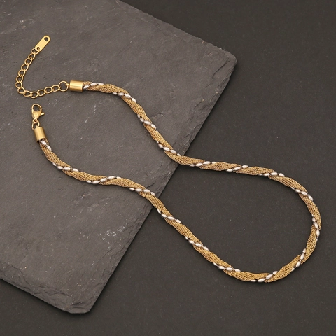 Stainless Steel Necklace Geometric Metal Snake Cuban Paperclip Chain Gold Silver Dual Tone Fashion Jewelry For Unisex