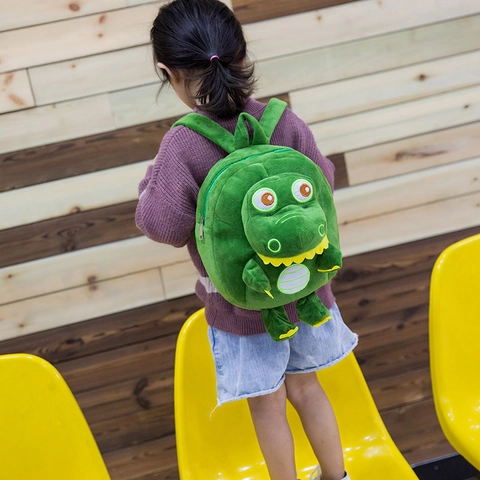 Kids Plush Dinosaur Backpack Soft Cartoon Toddler Kindergarten Preschool Bag For Boys Girls Lightweight