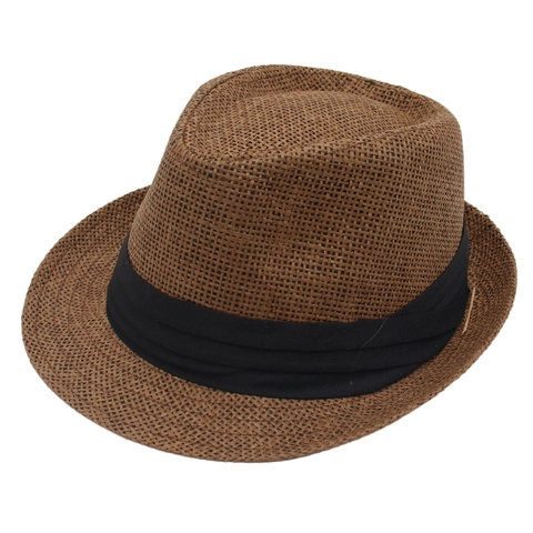 Klassischer Strohhut Fedora Mit Schwarzem Band Sommer Sonnenhut Panama Kappe Atmungsaktiv Vintage Jazz Stil Unisex
