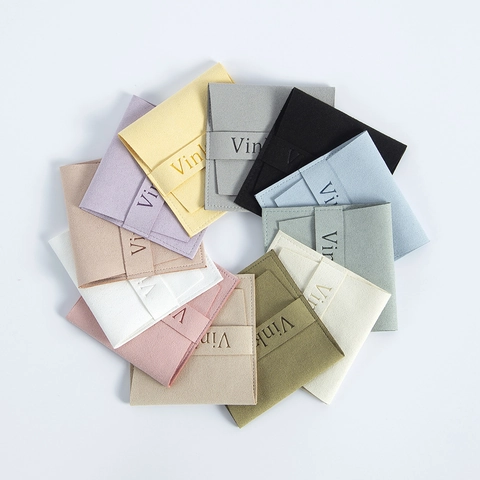 Jewelry Pouch Microfiber Suede Velvet Small Envelope Style Gift Bag Storage Organizer For Rings Earrings Necklaces