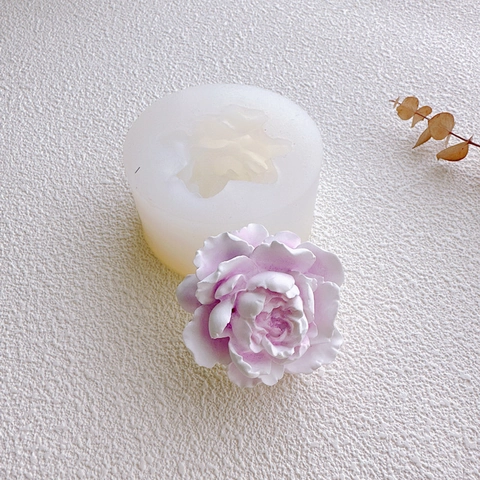 Silicone Mold 3D Jasmine Peony Flower Shape DIY Aromatherapy Candle Plaster Soap Cake Chocolate Baking Tool Flexible Decorative