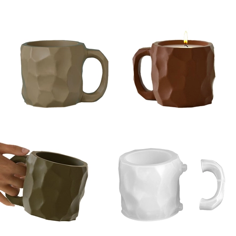 Unregelmäßige Steinstruktur Becher Silikonform Für DIY Harzguss Plissierter Geometrischer Becher Handgefertigter Gips Kerzenhalter Basteln