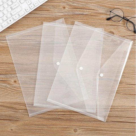 Document File Folder Envelopes PP Plastic Translucent Waterproof Snap Button Closure For Office School Student Home Storage