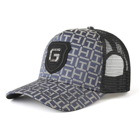 Gorra de Béisbol Unisex con Monograma Letra G Patchwork Malla Transpirable Gorra Trucker Protección Solar Aire Libre Moda Ajustable Snapback