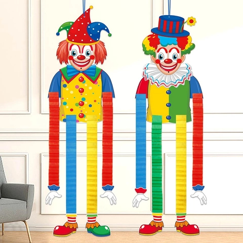 Clown Hanging Decoration Circus Theme Paper Honeycomb Telescopic Limbs Carnival Birthday Party Ornament Multi Color