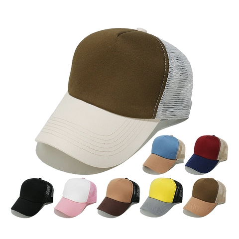 Casquette Trucker en Maille Unisexe Respirante Coton Polyester Bloc de Couleur Réglable Casquette de Baseball pour Sport de Plein Air