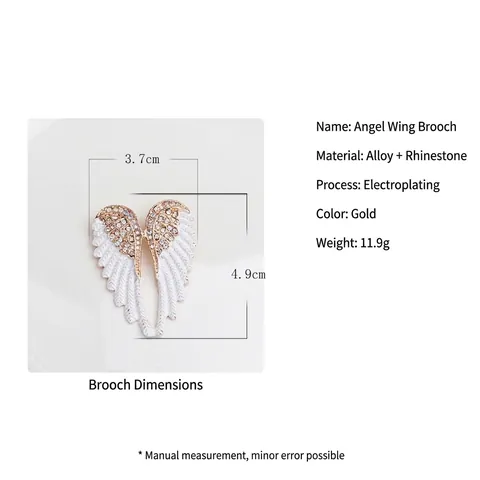 Angel Wings Enamel Rhinestone Brooch Alloy Vintage Pin For Women Clothing Accessories