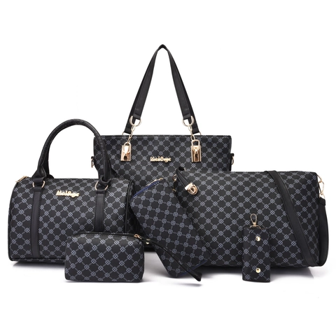 Women Handbags PVC Geometric Print Tote Boston Shoulder Bag Clutch Wallet Fashion Casual Versatile For Ladies