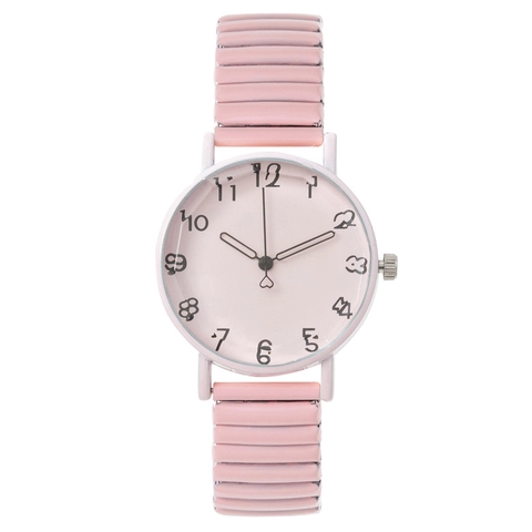 Montre À Quartz Pour Femme À La Mode Avec Bracelet Élastique En Métal Cadran Rond Chiffres Artistiques Style Rétro