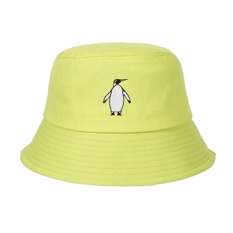 Cappello Pescatore Cotone Ricamo Di Pinguino Donne Uomini Estate Protezione Solare Outdoor Casual Motivo Animale