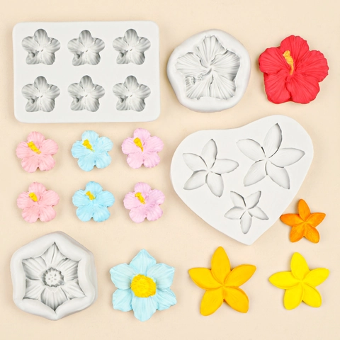 Plumeria Hibiskus Blume Silikonformen DIY Fondant Schokolade Kuchen Backen Aromatherapie Gips Epoxidharz Dekoration