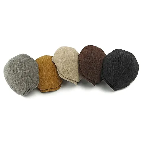 Flat Cap Knitted Textured Ivy Hat Retro British Style Autumn Winter Warm Adjustable Newsboy Beret For Men Women Unisex