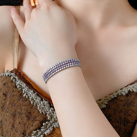 Tennisarmband Koper Zirkoon Sprankelend Geometrisch Pols Sieraden Mode Luxe Minimalistisch Voor Vrouwen Elegant Accessoire