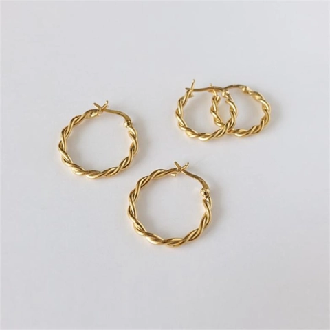 Gedrehte Seil Creolen 925 Sterlingsilber Minimalistisch Spiralgeometrisch Gewebte Textur Eleganter Schmuck Für Damen
