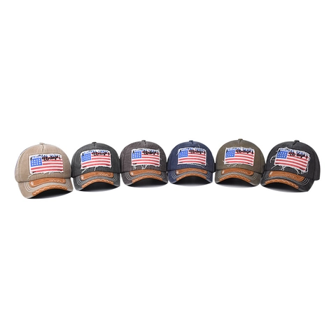 Cappellino Da Baseball Vintage In Cotone Lavato Con Patch Bandiera USA Cappello Da Sole Retro Regolabile