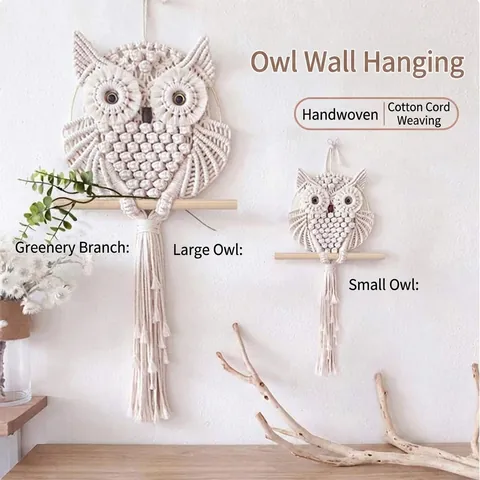 Macrame Owl Wall Hanging Cotton Rope Handmade Boho Wall Decor For Bedroom Living Room Nordic Style Tassel Home Ornament
