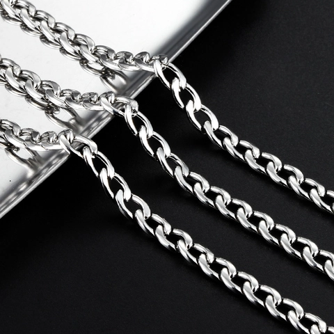 Stainless Steel Cuban Nk Chain For Diy Jewelry Making Hip Hop Style Highly Polished Silver Tone Accessory