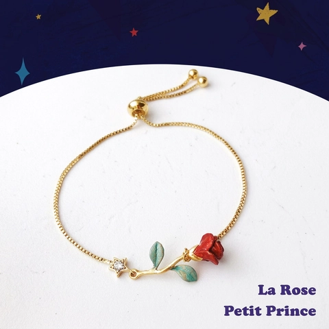 Titaniumstaal Handbeschilderd Rode Roos Armband Voor Vrouwen Vintage Verguld Bloem Ster Strass Verstelbaar Sieraden Cadeau