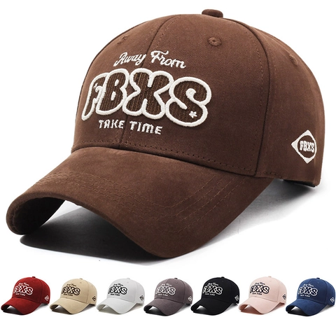 Retro Cotton Blend Baseball Cap Letter Embroidery Away From FBXS Take Time Vintage Curved Brim Adjustable Sun Hat Unisex