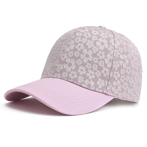 Women Floral Baseball Cap Sun Protection Breathable Adjustable Outdoor Summer Fashion Polyester Hat