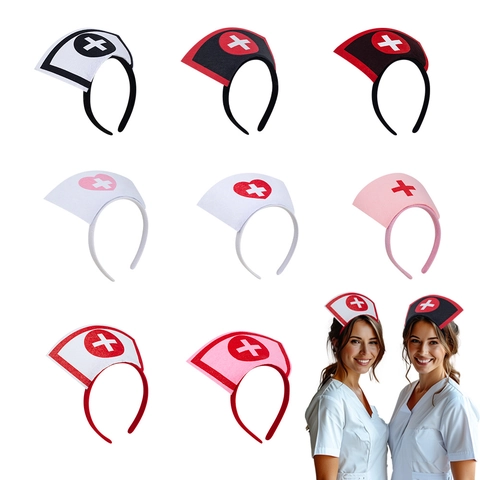Cerchietto Cappello Da Infermiera Feltro Motivo Croce Cuore Halloween Cosplay Costume Festa Accessorio Per Donne Ragazze