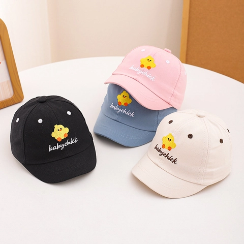 Kids Baseball Cap Cotton Polyester Blend Sun Protection Adjustable Cute Chick Embroidery Cartoon Sun Hat For Toddler