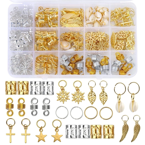 Dreadlock Jewelry Accessories Hair Rings Cuffs Pendants Leaf Star Cross Shell Metal For Braids DIY Hairstyling Women