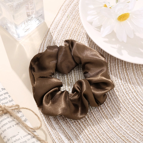 Satin Satin Like Hair Scrunchies Large Elastic Ties Solid Color Handmade Smooth Ponytail Holder For Women Accessory