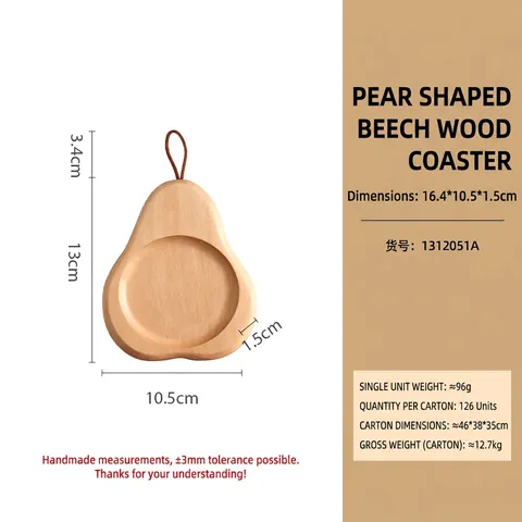 Kreativer Birnenförmiger Holz Untersetzer Hitzebeständig Nordamerikanischer Schwarzer Walnuss Buche Akazie Teematte Mit Lederband Retro Deko
