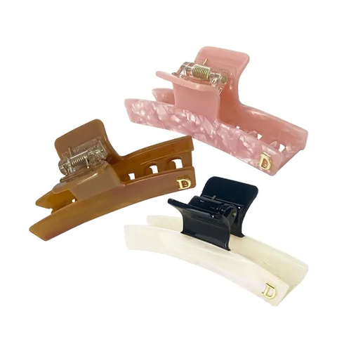 Pinza Para El Cabello De Acetato Elegante Textura De Mármol Decoración De Letras Vintage Sujeción Fuerte Minimalista