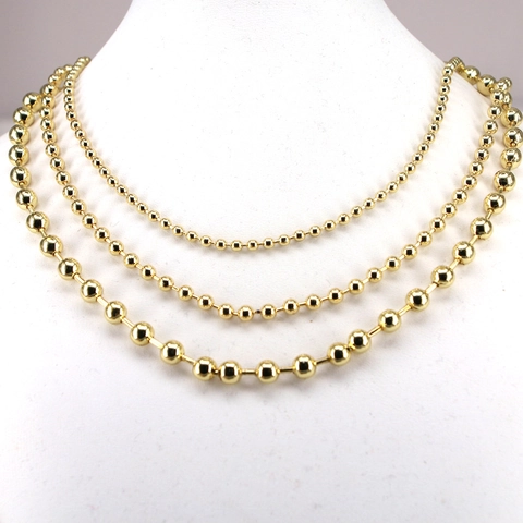 Polierte Kugelkette Halskette 18K Vergoldet Kupfer Verstellbar Minimalistisch Geometrisch Trendy Eleganter Schmuck Für Damen