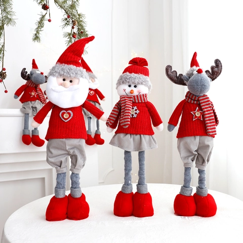 Natale Babbo Natale Pupazzo Di Neve Renna Bambola Ornamenti Maglia Peluche Decorazione Festiva In Piedi Seduto Figurine Telescopiche