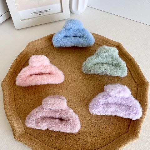 Mollette Per Capelli In Peluche Pelliccia Sintetica Shark Clip Grande Morbido Soffice Accessori Per Capelli Autunno Inverno Donna