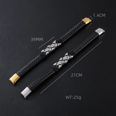 Bracciale Da Uomo In Pelle Intrecciata Con Ciondolo Fiamma In Acciaio Inossidabile 304 Gioielli Punk Hip Hop Chiusura Magnetica