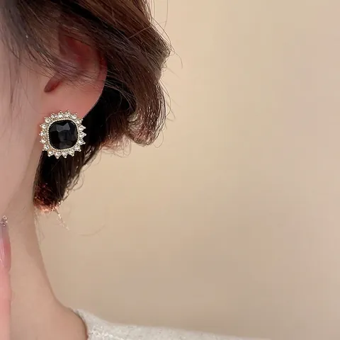 Orecchini Vintage Künstliche Perle Sintetiche E Strass Smalto Camelia Fiocco Gioielli Geometrici Con Perno In Argento Donna Elegante