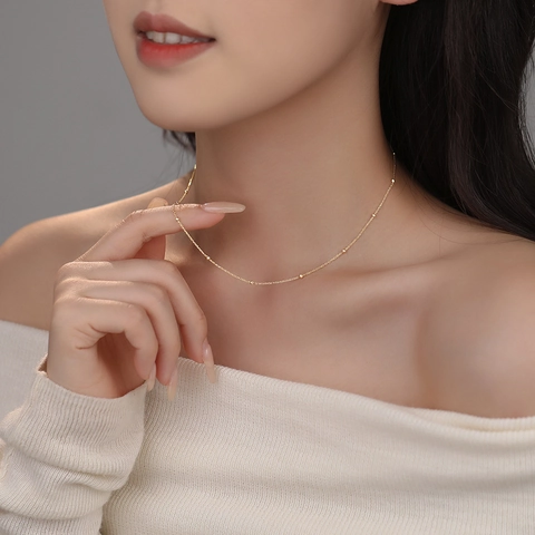 Minimalistische 925 Sterling Zilveren Kralenketting Voor Dames Elegante Mode Sleutelbeen Sieraden Verguld