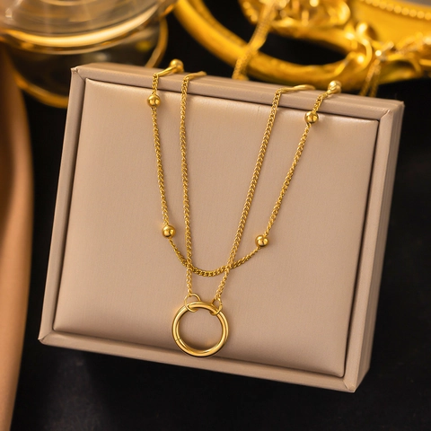 Stainless Steel Pendant Necklace Gold Plated Heart Artificial Pearl Clover Flower Minimalist Jewelry For Women