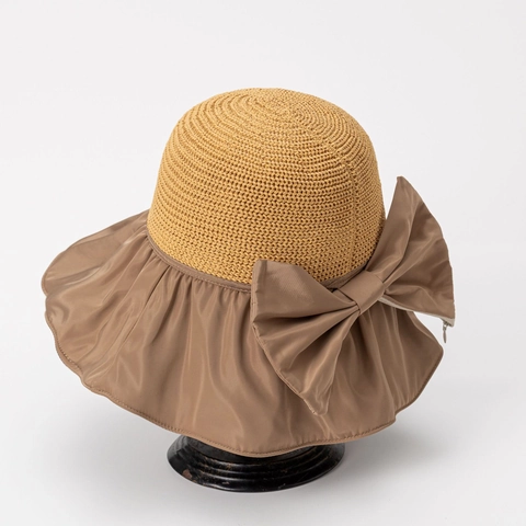 Cappello Da Sole Donna Estate Tesa Larga Paglia E Tessuto Protezione UV Pieghevole Elegante Fiocco Cappello Pescatore