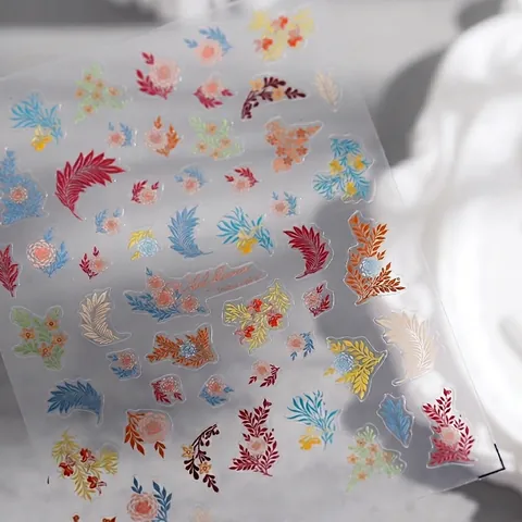 Floral Dream Nail Art Stickers TS-1660 Ultra Thin Adhesive Flower Leaves Feather Patterns For Manicure