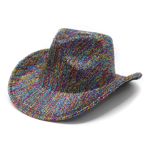 Cappello Da Cowboy Western Glitterato Tesa Larga Scintillante Jazz Per Festa Palcoscenico Unisex