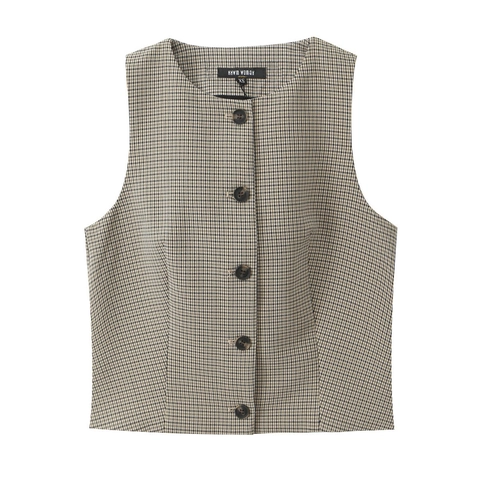 Damen Karierte Weste Und Weite Hose Elegant Lässig Britischer Retro Gewebte Ärmellose Weste Hose Mit Gürtel
