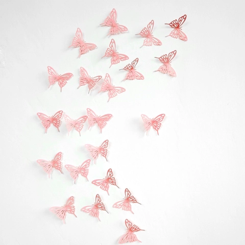 3D Hohl Schmetterling Wandaufkleber Papier Material Für Romantische Party Hochzeit Home Hintergrund Dekoration Rosa Ton