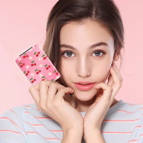 Specchio per Trucco Pieghevole Portatile Con Cover in Pelle PU Disegno Animato Specchio Cosmetico Rettangolare Compatto per Donne Ragazze