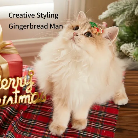 Pet Christmas Hair Clips Resin Handmade Cartoon Holiday Headwear Styling Decoration For Cats And Puppies