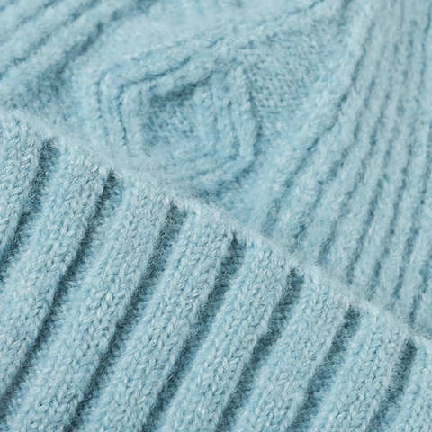 Women Winter Beanie Hat Imitation Rabbit Hair Thick Warm Cable Knit Ribbed Cuff Outdoor Cold Weather Fashion Accessory
