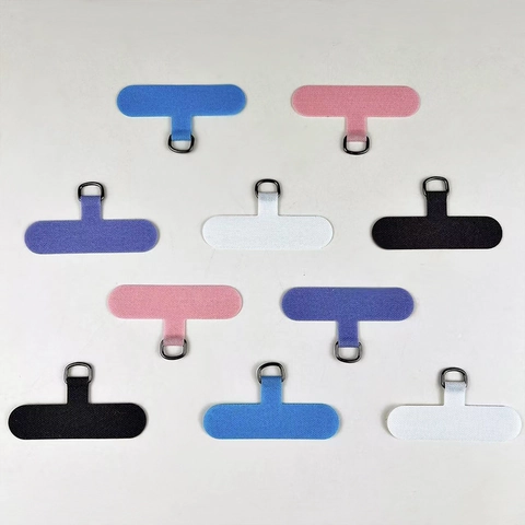 Universal Phone Lanyard Patch Oxford Cloth Connector Gasket With Metal D-Ring Durable Colorful Phone Strap Attachment