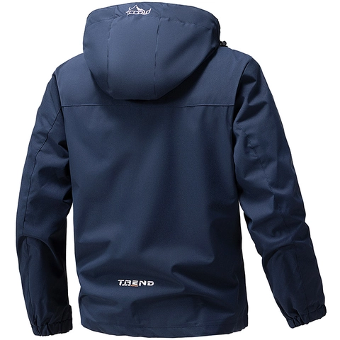 Men Hooded Windbreaker Jacket Polyester Lightweight Windproof Waterproof Outdoor Sports Casual Outerwear