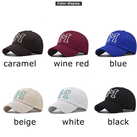 Baseball Cap Cotton Embroidered Letter M Washed Vintage Style Adjustable Sun Hat For Men Women Outdoor Sports Casual